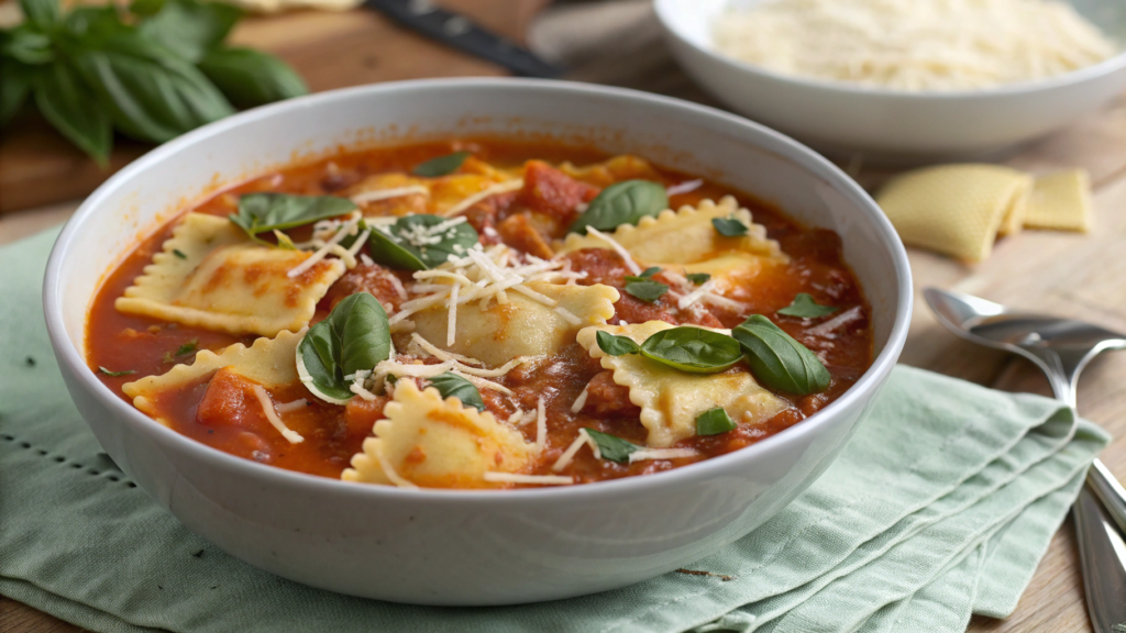 One Pot Lasagna Soup With Ravioli Shortcut