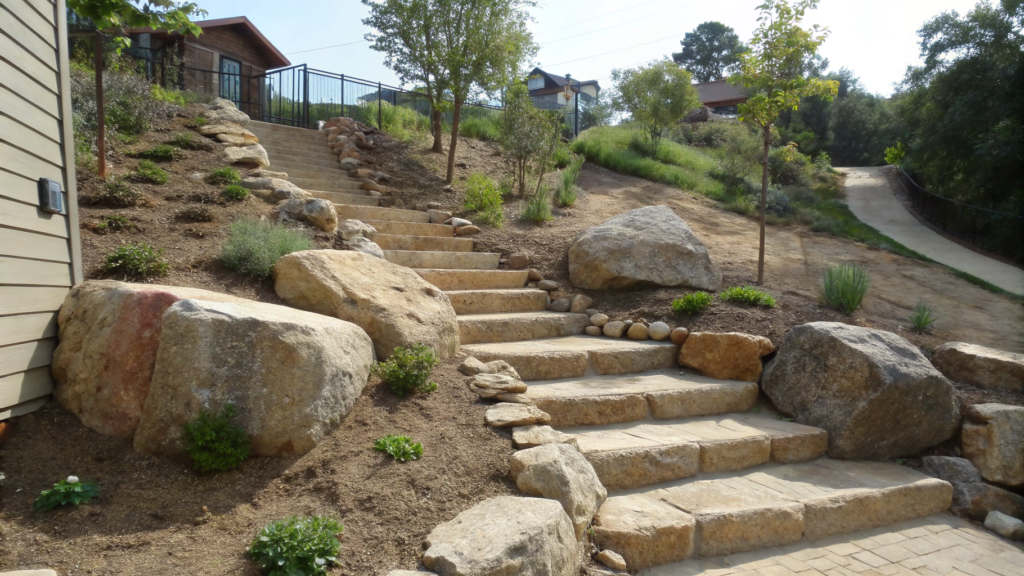 Boulder Staircase With Decomposed Granite Landings