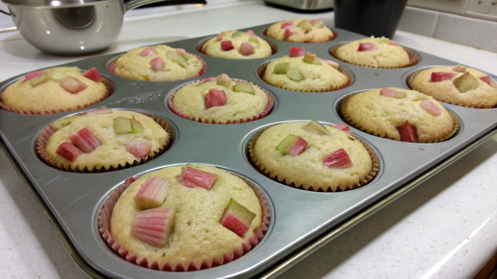 Bakery Style Rhubarb Muffins Recipe With One Bowl Batter