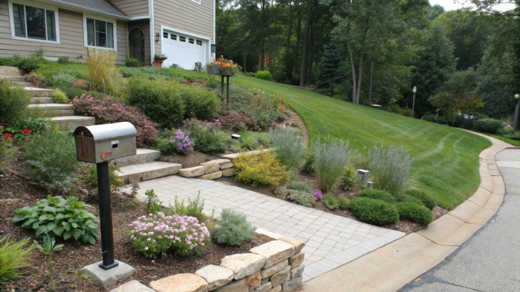 Front Yard Mailbox Terrace With Native Perennials