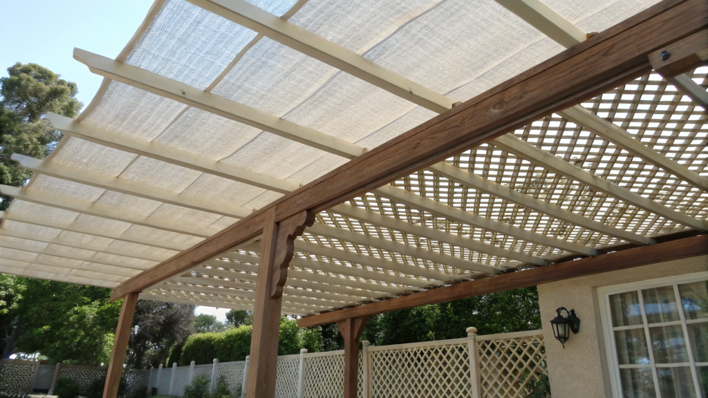 Lattice Panel Roof With Shade Cloth Staples