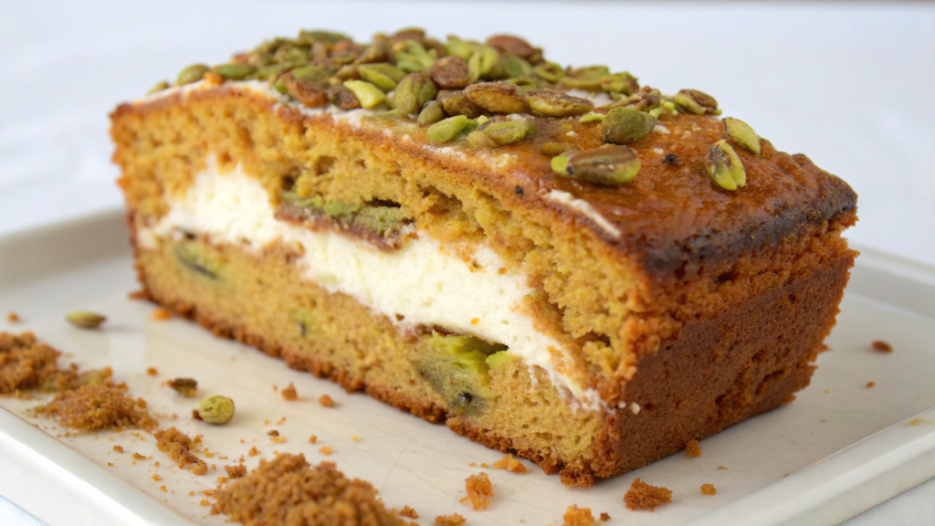 Cream Cheese + Pistachio Pumpkin Bread