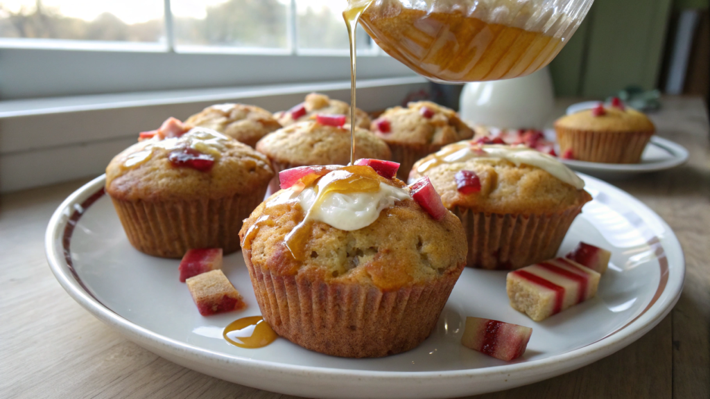 Healthy Rhubarb Muffins With Greek Yogurt and Honey