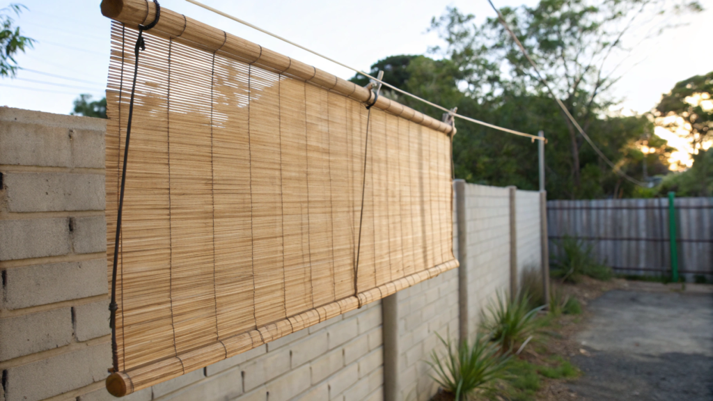 Bamboo Reed Roll Shade on a Wire Line