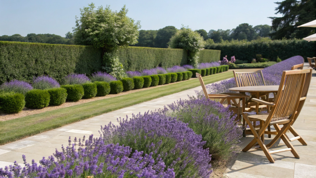 Lavender Hedge Line For Patio Seating Zones