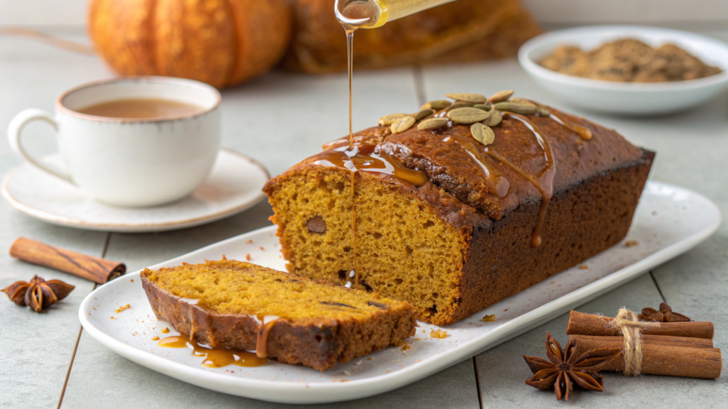 Moroccan Spice Pumpkin Bread with Honey Drizzle
