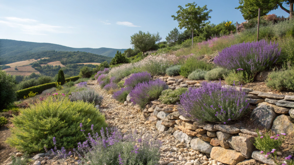 Full Sun Mediterranean Slope With Lavender and Thyme