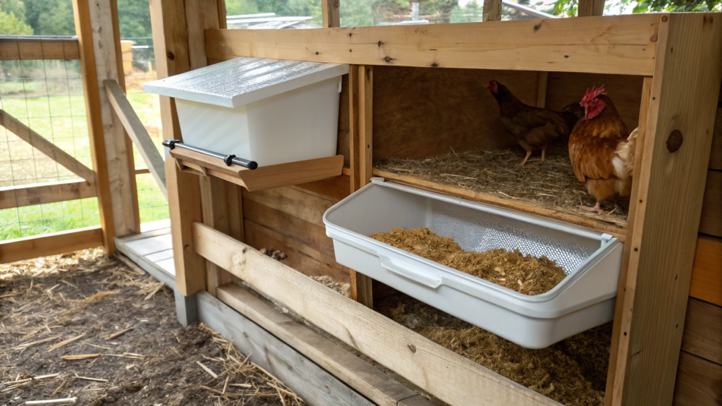 Poop Shelf With Hinged Cleanout Door