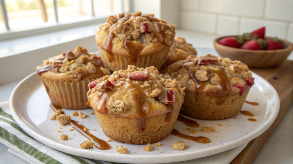 Rhubarb Muffins With Streusel Topping and Brown Butter