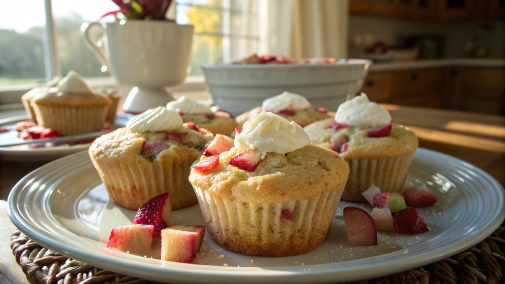 Rhubarb Muffins With Sour Cream for Extra Tender Crumb