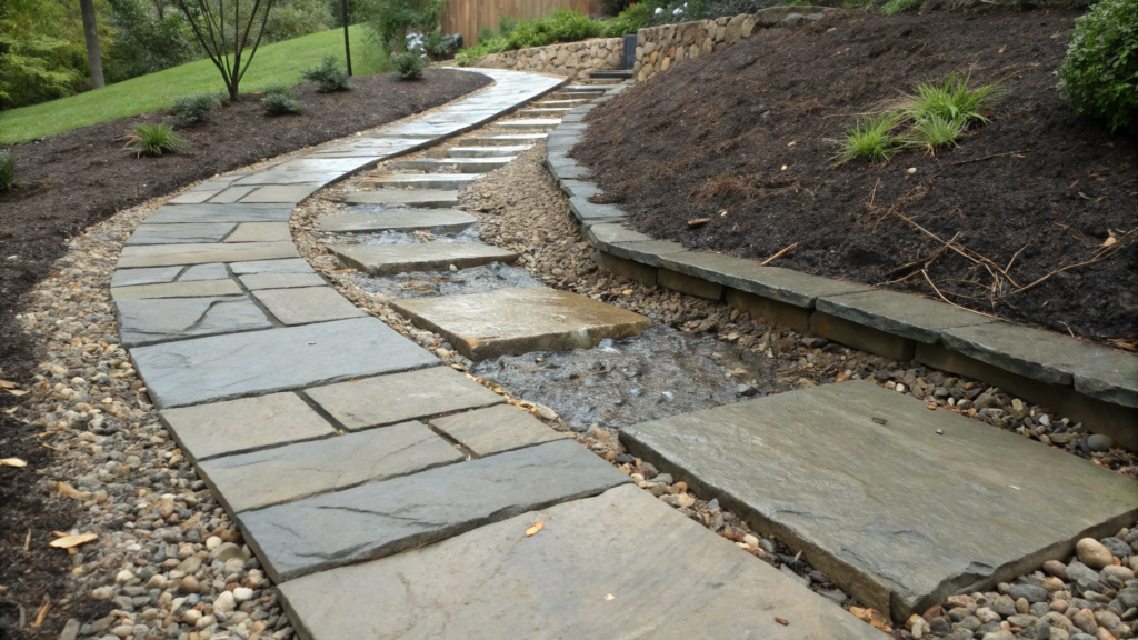 Stepping Stone Run With Gravel Joints for Drainage