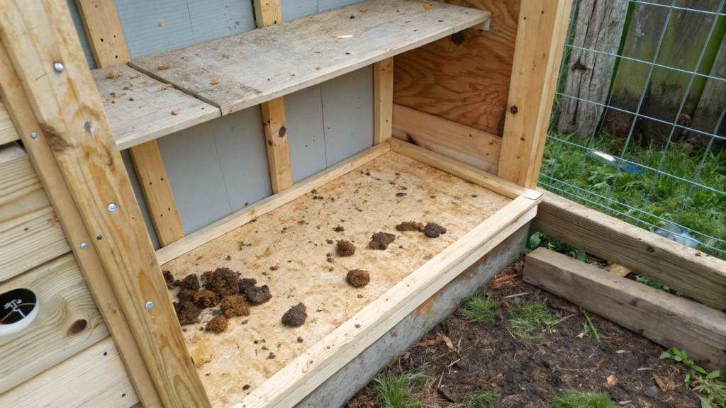 Poop Shelf With Vinyl Flooring for Quick Scrape