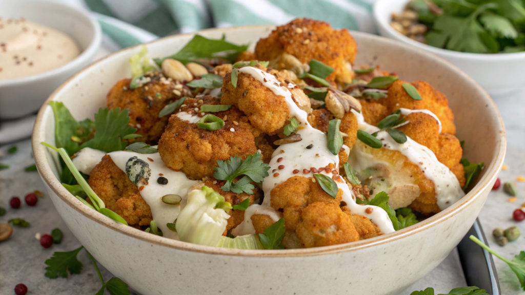 Buffalo Cauliflower Harvest Bowl with Ranch