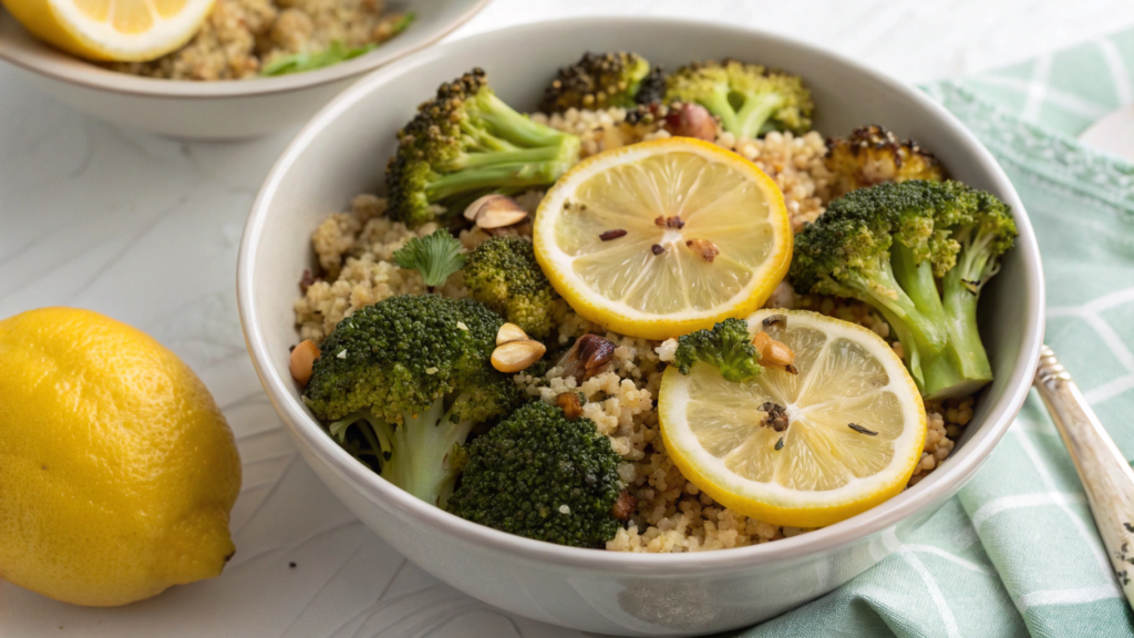 Lemon Quinoa Harvest Bowl with Roasted Broccoli