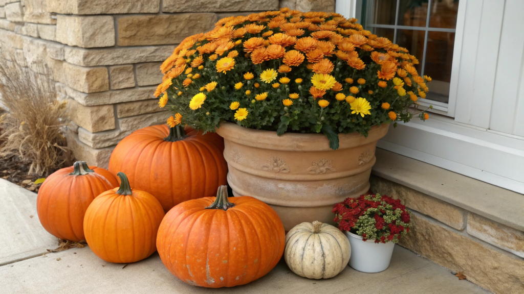 Pumpkin and Mum Layered Planter