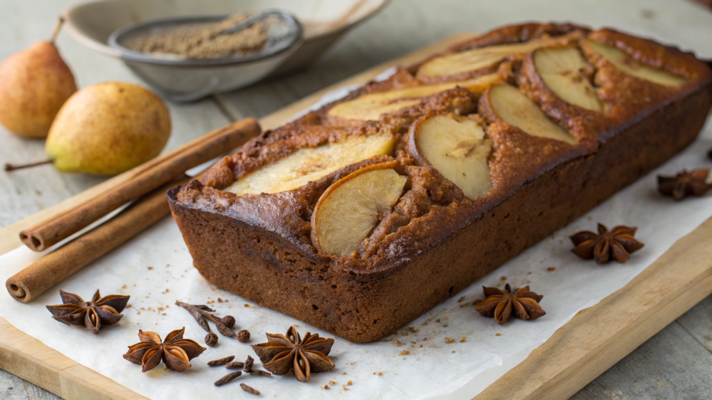 Spiced Pear Gingerbread Loaf