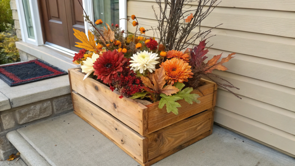 Rustic crate mum arrangement