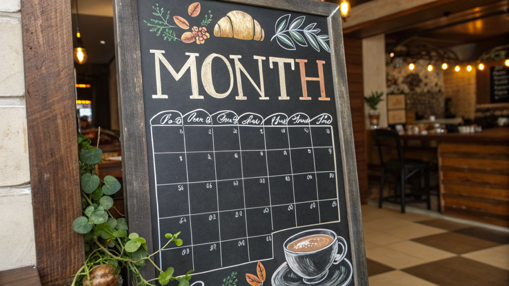 Cozy café calendar details