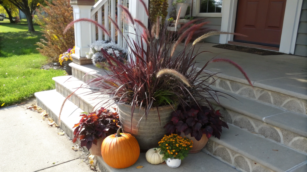Modern Pumpkin and Grass Planter