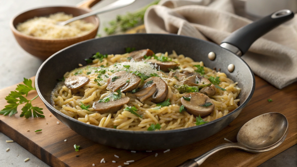 One-Pot Creamy Mushroom Orzo for Busy Nights