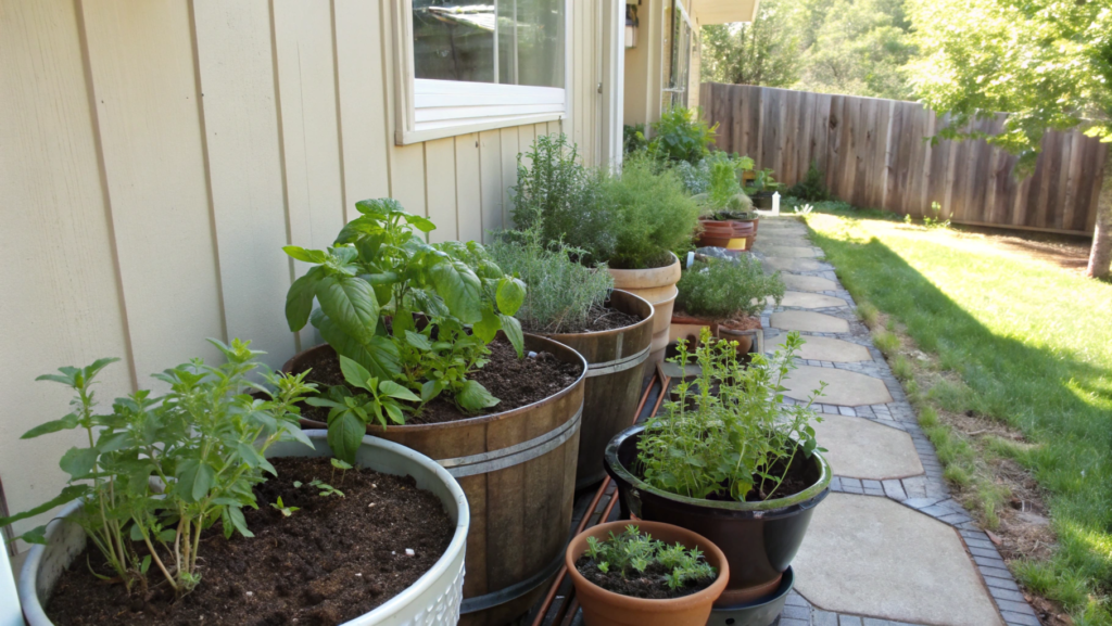 Rustic Container Gardening with Herbs