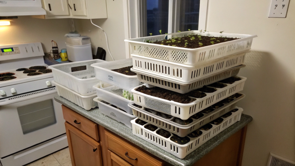 Stackable Bakery Crate Seed Starting Setup For Small Apartments