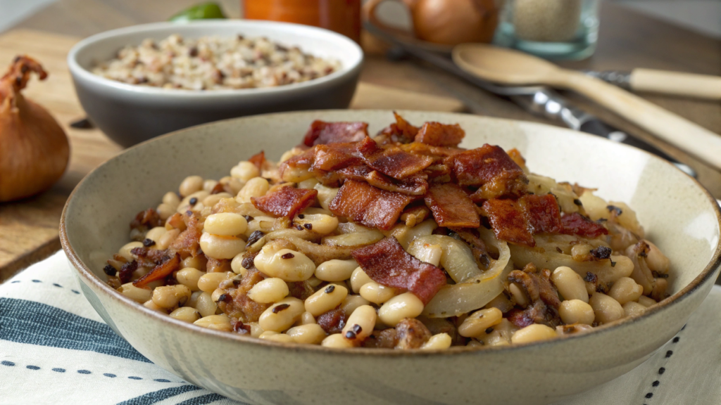 Stove Top Black Eyed Peas with Bacon and Onions