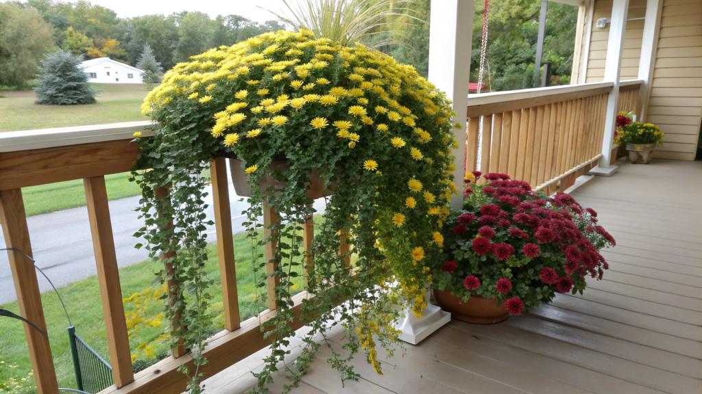 Cascading Mum Porch Corner