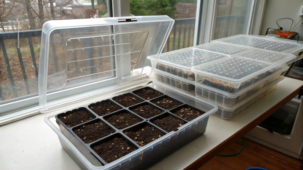 Mini Seed Starting Greenhouse Made From Clear Storage Totes