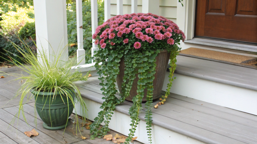 Mum Planter With Trailing Vines