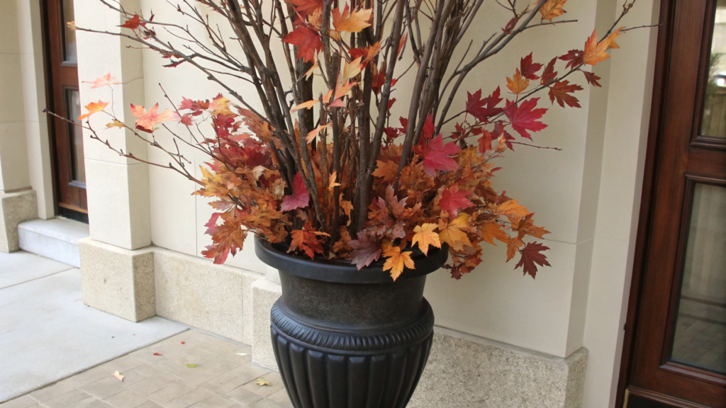 Matte Black Urn With Faux Branches
