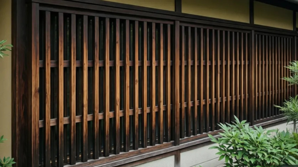 Japanese Shou Sugi Ban Style Wood Slat Accent Wall