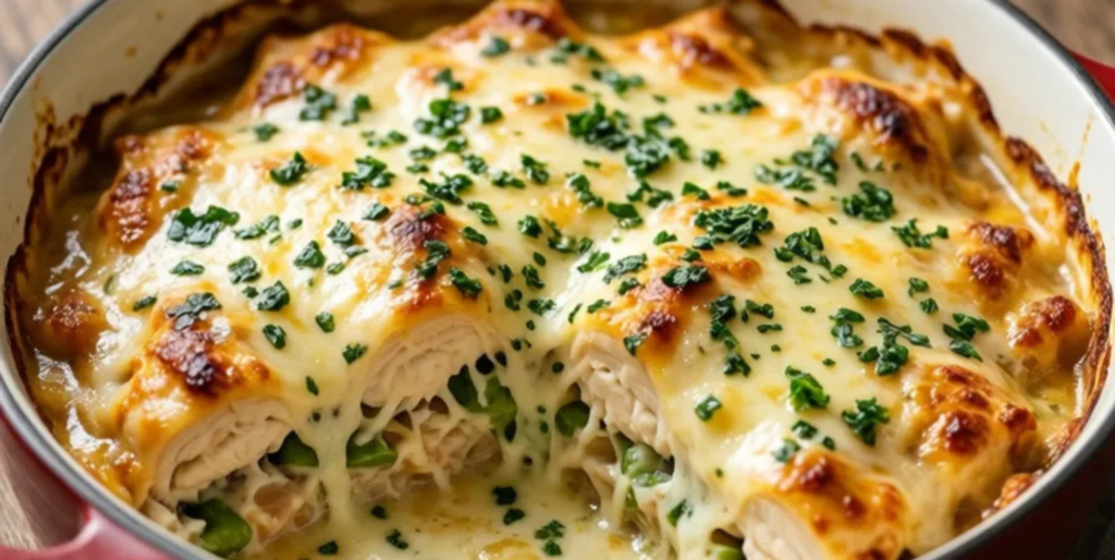 Parmesan Garlic Chicken Casserole That Reheats Perfectly