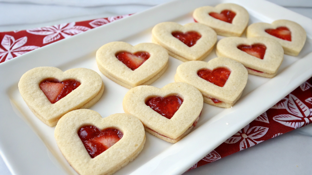 Strawberry Cream Cheese Heart Cookies