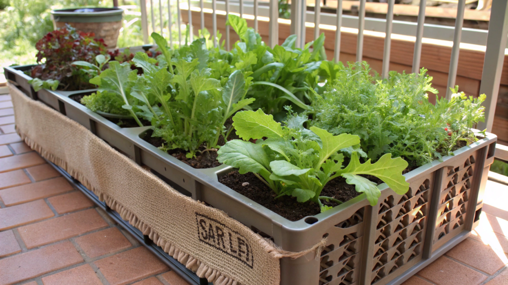 One crate salad bar with cut and come again greens