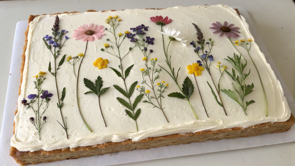 Simple Wildflower Sheet Cake With One Tip Piping