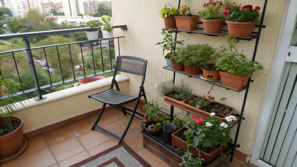 The Balcony Bistro Layout for One Chair and Ten Plants
