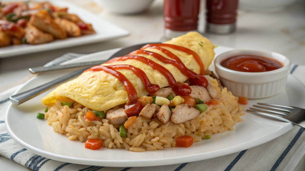 Japanese Omurice With Ketchup Rice and Soft Egg Method