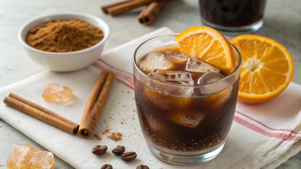 Classic Iced Coffee With Orange Peel and Cinnamon