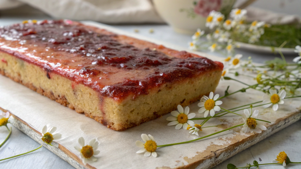 Rectangle Wildflower Snack Cake With Jam Brush Finish