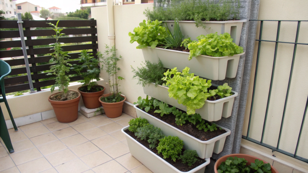 The Vertical Salad Wall Using Stackable Planters