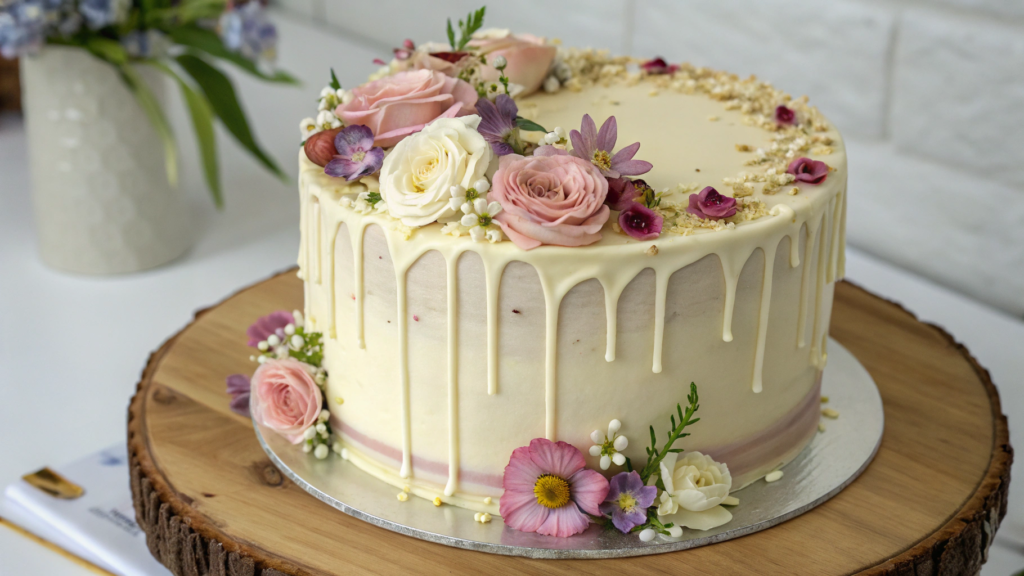 Wildflower Drip Cake With White Chocolate Ganache Shortcut