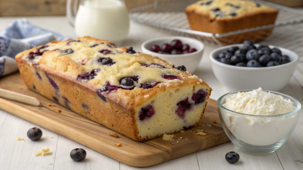 Blueberry Cream Cheese Loaf With Buttermilk for a Soft Crumb