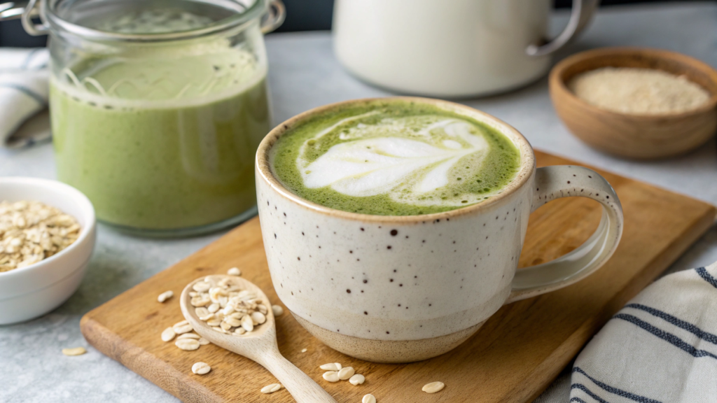 Matcha Latte With Oat Milk and a Pinch of Vanilla
