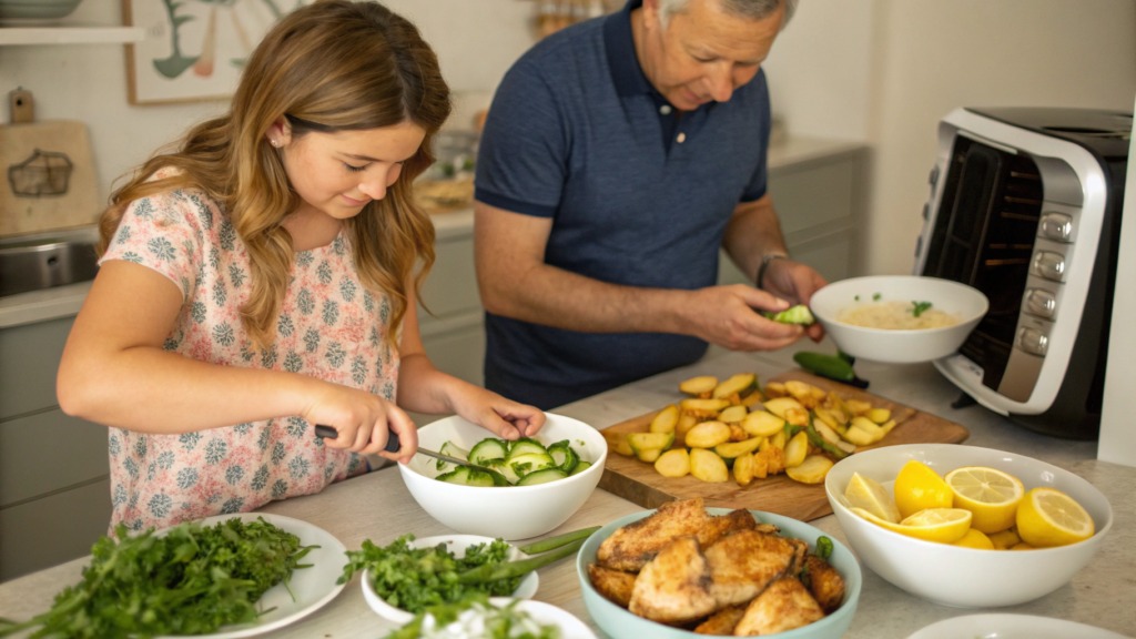 Air Fryer Meals Greek Chicken Bowls With Lemon Potatoes