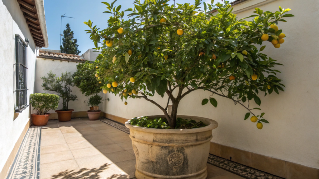 The Secret Courtyard Citrus Setup Using One Oversize Pot