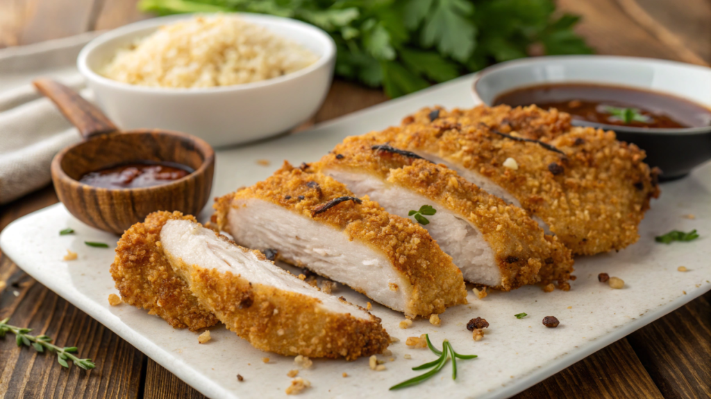 Air Fryer Chicken Katsu With Panko Shortcut and Tonkatsu Drizzle