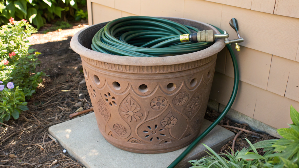 Hose Hiding Pot With Side Notch and Drain Holes