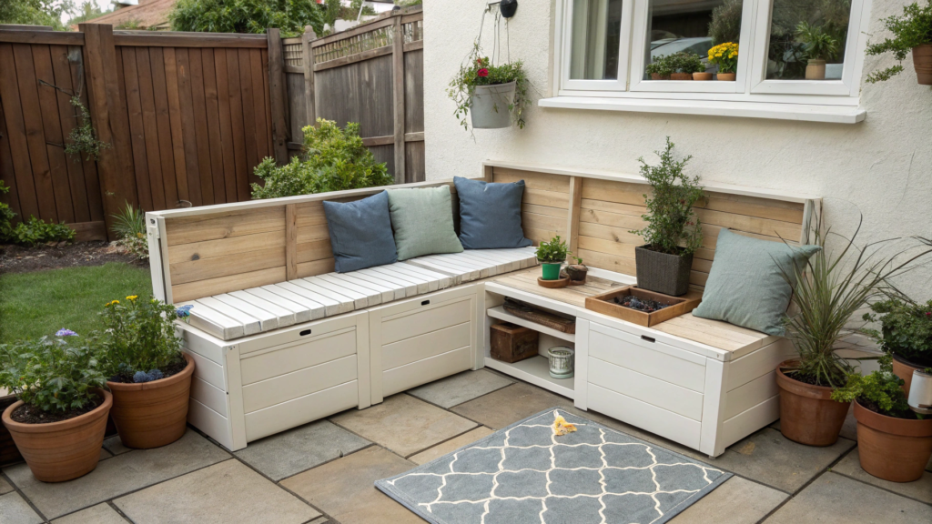 The Small Patio Garden Furniture Plan With Storage Benches