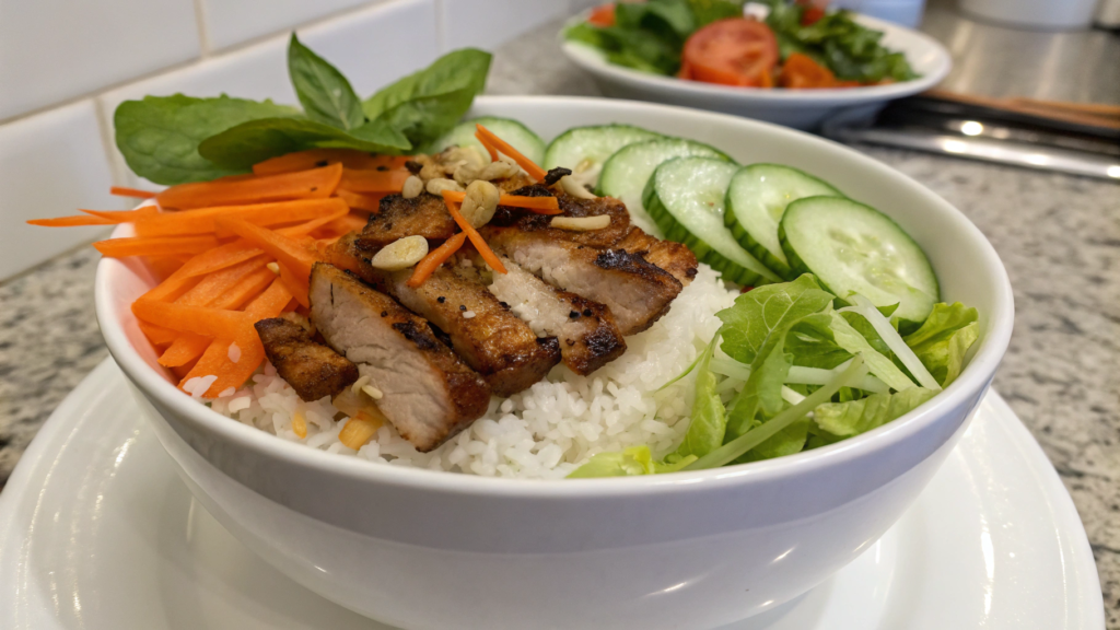 Vietnamese Broken Rice Bowls With Quick Pickled Carrots